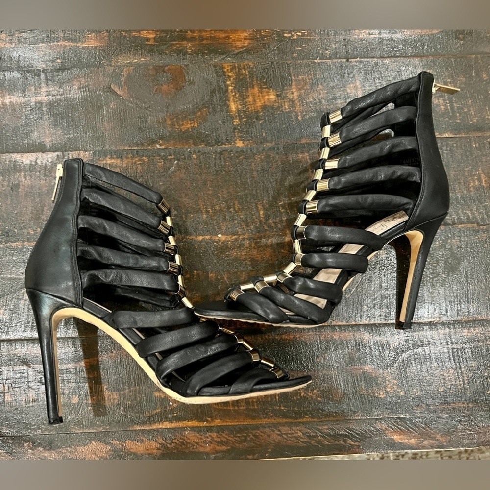 Vince Camuto Black Napa VC-Troy Gladiator Shoe High Heels